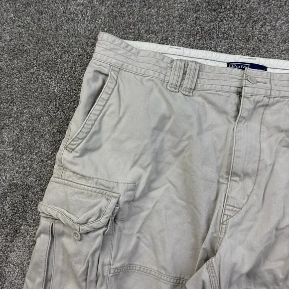 Vintage Polo Ralph Lauren Cargo Shorts Mens 40 Beige Military Utility Canvas - Picture 2 of 7